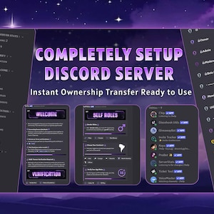 Komplettsetup Lila Themed Discord Servierer | Ästhetische Discord Vorlage | Gebrauchsfertig