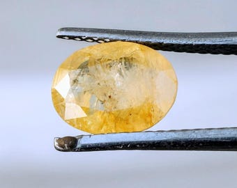 Natural Yellow Sapphire 2.60 Ct Sri Lanka Pukhraj Stone | 9×7 mm Oval Cut Jupiter Astrology Gemstone for Wear Original Ceylon Yellow Sapphire