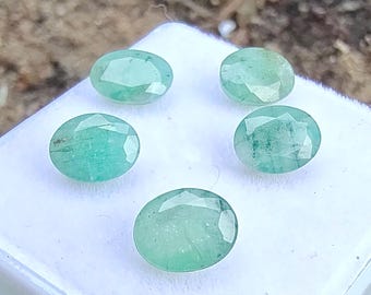 5 Pcs Emerald Stones | 2.5 Carat Lot,, 4.50 x 6 mm Oval Green Panna Ratna for Mercury PlanetAstrology & ring and pendant jewelry