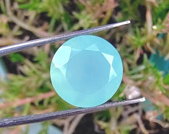 Chalcedony Round (≈12 mm) — 5.65 ct | Soft Blue-Green Cabochon / Faceted Round Gem | Jewelry Supply