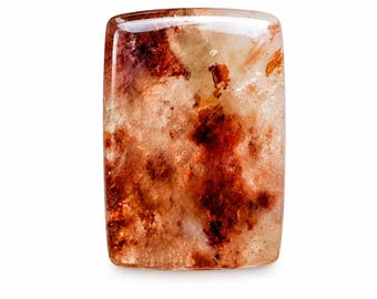 Natuurlijke vuurhematietkwarts cabochon in vrije vorm, 32x23x6 mm, 54,50 ct. Natuurlijke hematietkwarts losse edelsteen voor hangers en sieraden.