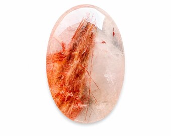 Red Rutile Quartz Cabochon 34.10 Ct Natural Copper Rutile Quartz Oval Loose Gemstone 30x20x6mm Pendant Jewelry Making Stone