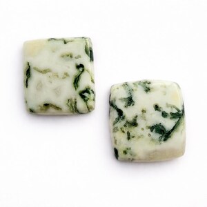 Natural Tree Agate Cabochon Pair 25x28mm, 80Ct White Dendritic  Rectangle Stone,Cabochon, Loose Gemstone for Jewelry  Handmade Pendant Stone