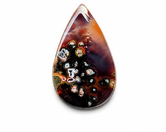 Turkish Stick Agate Pear Cabochon 38.10 Ct Natural Rare Stick Pattern Gemstone 38x22x5mm Designer Jewelry Making Stone