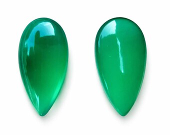Natural Green Onyx Teardrop Cabochon 14.50 Carat | 10x19.5 mm Loose Gemstone for Jewelry Making