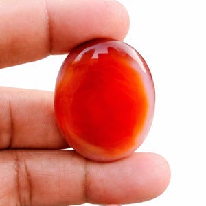 Cabochon di corniola rossa naturale da 64,50 ct | Pietra ovale di corniola 37x27x7 mm | Gemma sciolta per ciondolo | Pietra preziosa Sulaimani Aqeeq rossa per gioielli