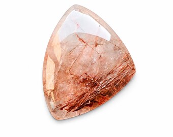 Natural Red Rutile Quartz Cabochon 25.50 Ct Trillion Shape Loose Gemstone 23x20x6mm Red Included Quartz for Ring Pendant Jewelry Making