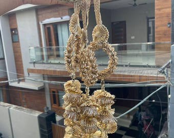 Golden Punjabi Parandi with Mirrors, Jaggo Sangeet Jewelry