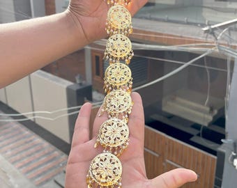 Golden Hair Accessories  / Jadau Gold Paranda  / Punjabi Parandi / Jaggo Jewelery / Sangeet Jewelery /