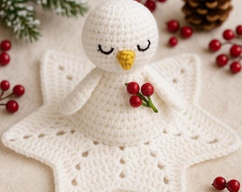 Dove Lovey Crochet Pattern | Baby Security Blanket | Peace Dove Amigurumi Pattern | Baptism Christening Lovey PDF