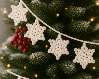 Snowflake Garland Crochet Pattern • Beginner Winter Decor (PDF)