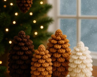 Realistic Crochet Pine Cone Pattern, Winter Ornament PDF