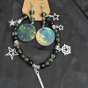 Galaxy Star Jewelry Set – Handmade Bracelet and Earrings