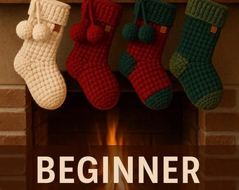 Chunky Weihnachtsstrumpf Häkelanleitung • Anfänger PDF • Super voluminöser Strumpf • Schnelle Feiertagshäkelarbeit • Moderne Bauernhaus-Weihnachtsdeko