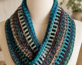 Geode Infinity Scarf Crochet Pattern, Beginner Cowl & Double Wrap PDF