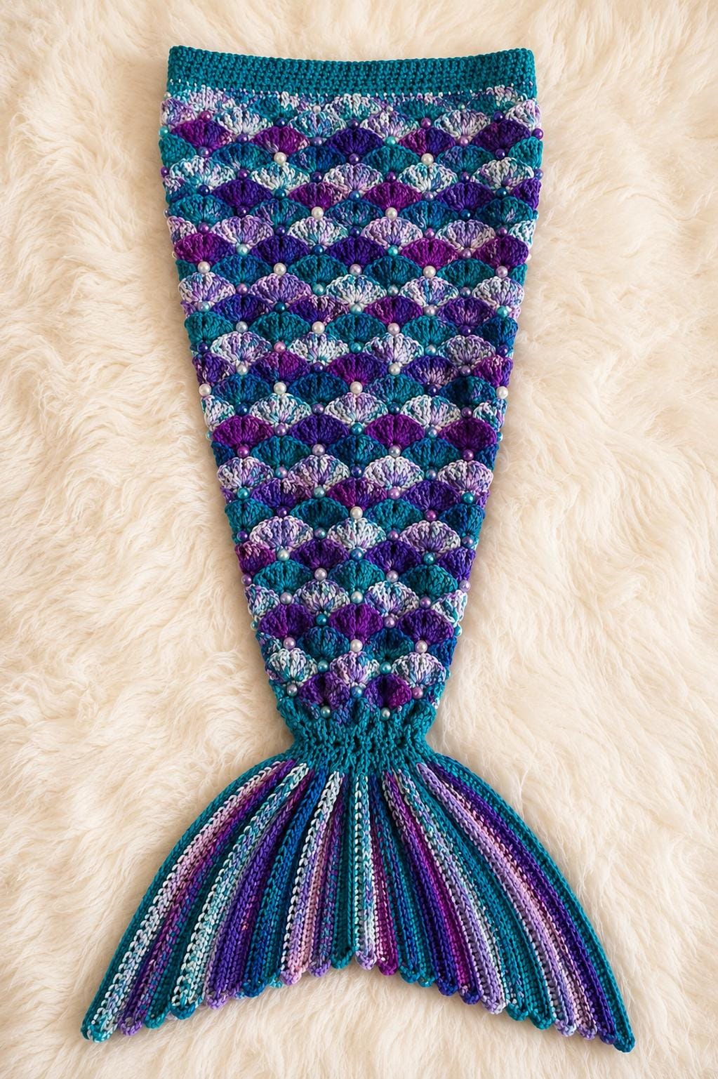 Mermaid Tail Crochet Pattern Shell Stitch Blanket Cocoon