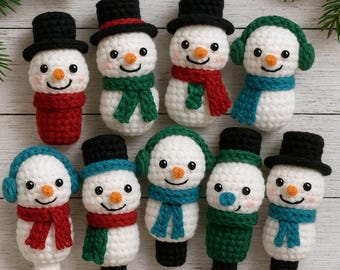 Candy Cane Crochet Toppers – 3 Pattern Bundle (Poinsettia, Reindeer & Snowman) • Easy Christmas Crochet PDF