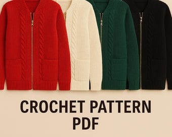 Mr. Rogers-Inspired Crochet Cardigan Pattern – Sizes XS-5XL (PDF)