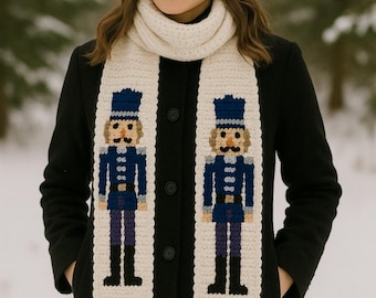Nutcracker Graphgan Scarf Crochet Pattern – Holiday Scarf PDF with Bonus Beginner Guide