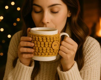 Chunky Mug Cozy Crochet Pattern – Beginner-Friendly with Button Loop (PDF Pattern)