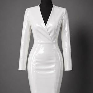 fitted lace wedding dress Sexy Deep White V Neck Long Sleeve Short Homecoming Dress