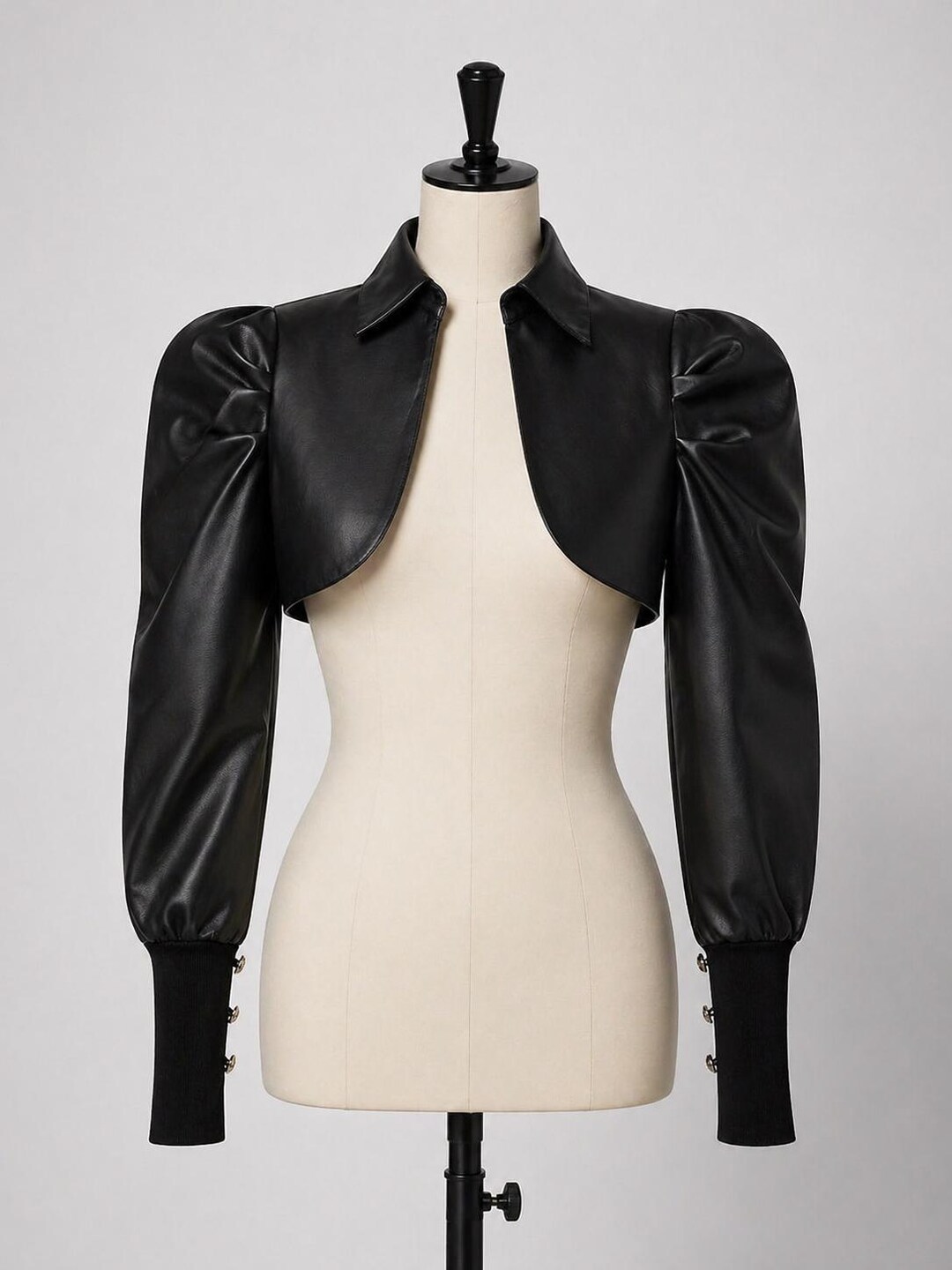Handmade Black Sheep Leather Bolero Top – Cropped Leather Jacket