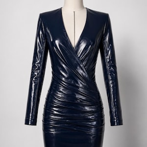 knee length dresses for ladies Miss Circle Shelby Black Vegan Leather with Lace Mini Dress XL