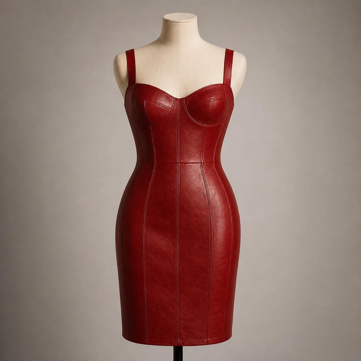Red Leather Midi Dress - Etsy