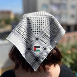 Keffiyeh  Palestinian Bandana Cultural Heritage Scarf  Palestinian Flag Colors Traditional Patterned Headscarf Pride Gift Satin Bandana