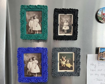 Vintage Style Magnetic Photo Frame, Ornate Fridge Magnet, Mini Polaroid Holder