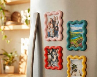 Wavy Mini Photo Frame Personalized Colorful Fridge Magnet Polaroid Frame
