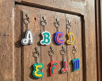 Personalized 3D Printed Initial Keychain, Custom Name Letter Keyring, Unique Alphabet Gift, Initial Tags