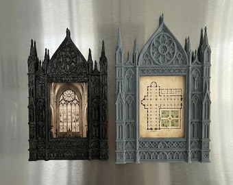 Gothic Kathedrale Magnetrahmen, Mittelalterliche Architektur Decor, 3D Gedruckter Fotohalter