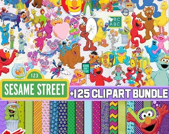 Sesame Monsters clipart, Elmo, Cookie Monster, Big Bird | Kids Birthday Party Decorations, Red Monster png clipart, Friends Monster png