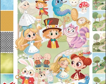 不思議の国のアリス 水彩クリップアート バンドル | かわいいおとぎ話のキャラクター PNG | マッドハッター、チェシャ猫、ハートの女王 | デジタルダウンロード