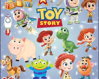 Toy Story Watercolor Clipart Bundle | Woody, Buzz Lightyear, Jessie, Rex & Alien PNGs | Cartoon Birthday Party Art