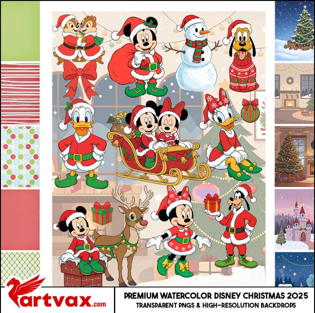 ディズニークリスマスクリップアートバンドル | ミッキー＆ミニー