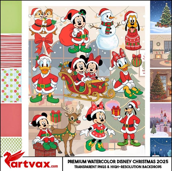ディズニークリスマスクリップアートバンドル | ミッキー＆ミニー