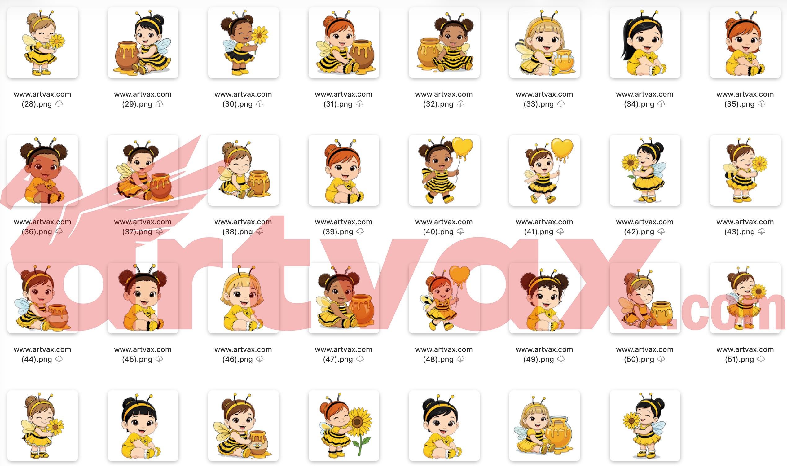 Bee Clipart Bundle PNG | Watercolor Bumblebee Baby Girl | Honey Bee ...