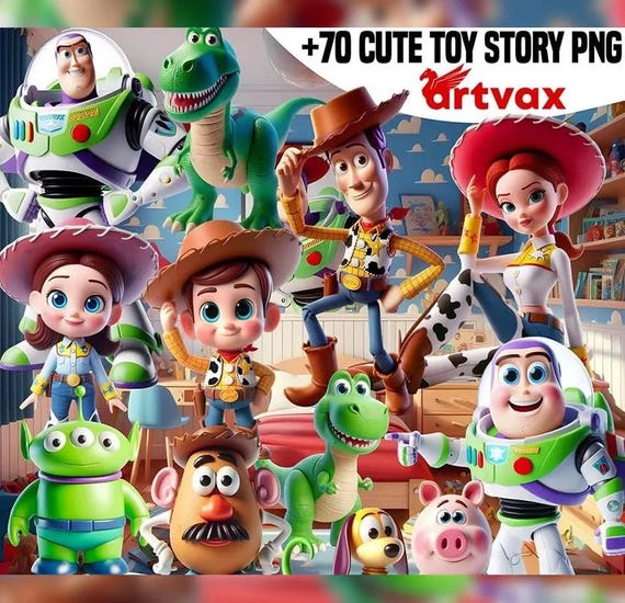 Cute Toy Story PNG Bundle | 3D Woody Buzz Jessie Rex Mr Potato PNG | Birthday Clipart Digital Download