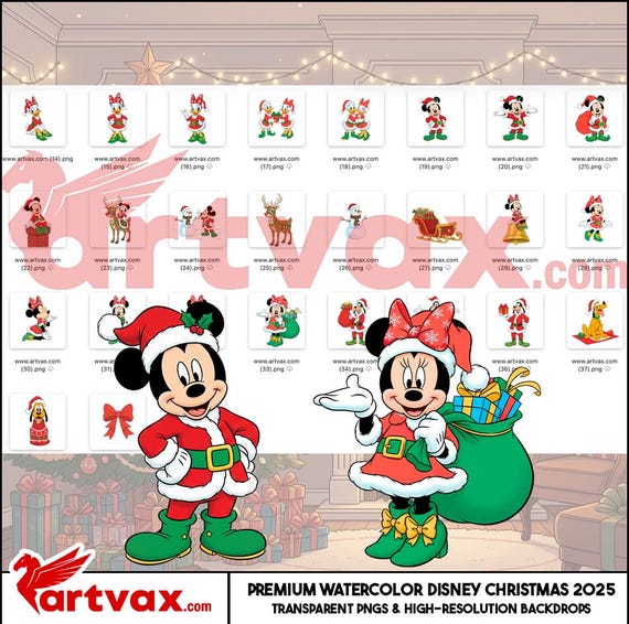 ディズニークリスマスクリップアートバンドル | ミッキー＆ミニー