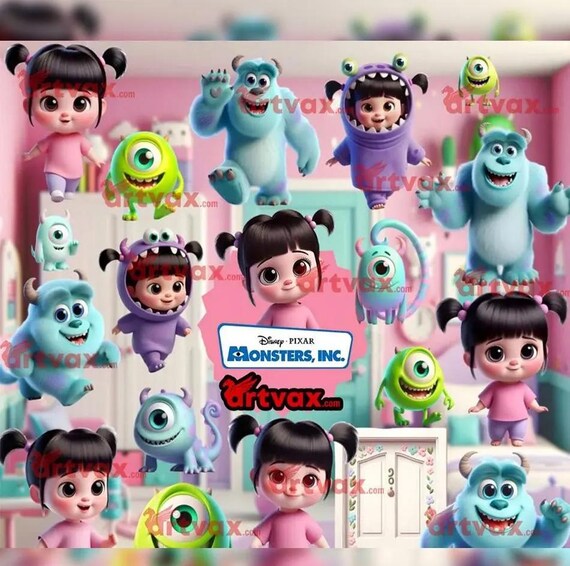 Monsters Inc Clipart Bundle, Cute 3D Sulley Mike Boo PNG, Baby Monster  Birthday, Little Monster Nursery Art, Girl Sublimation Download - Etsy