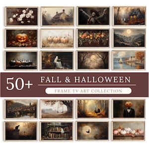 50+ Halloween Frame TV Art Set Autumn MEGA Bundle, Ghosts In Wildflowers, Witchy Spooky Fall Vintage Art, TV Screensaver, Digital Download