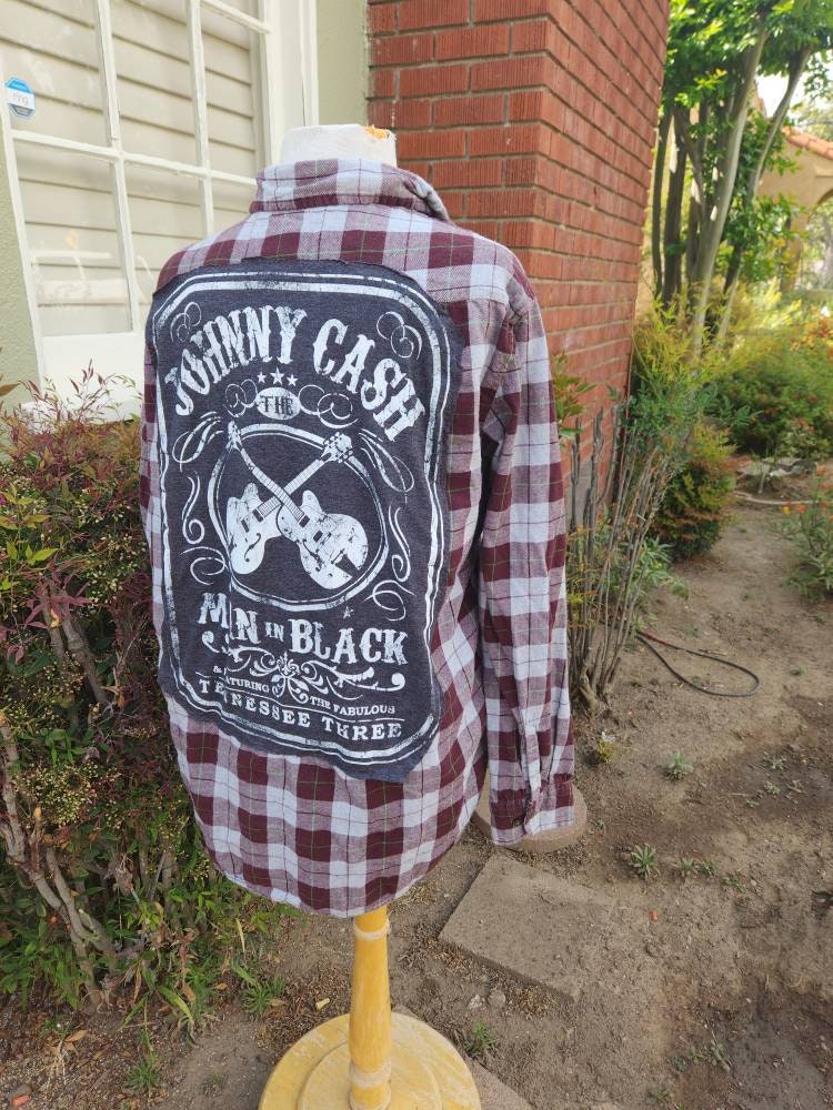Custom Made Upcycled Vintage Flannel With JOHNNY CASH Back Etsy