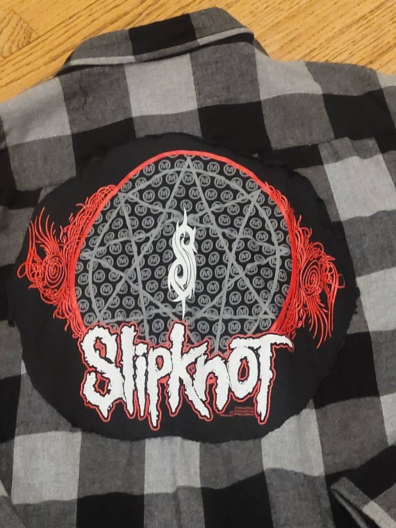 Custom Made Upcycled Flannel With SLIPKNOT Back Patch size - Etsy