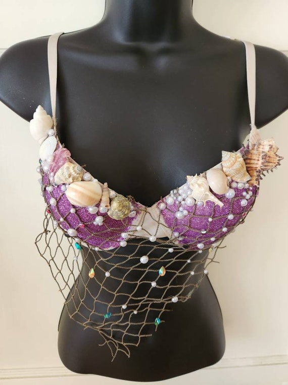 Iridescent Opal Flora Mermaid Rave Bra Top made to Order Item