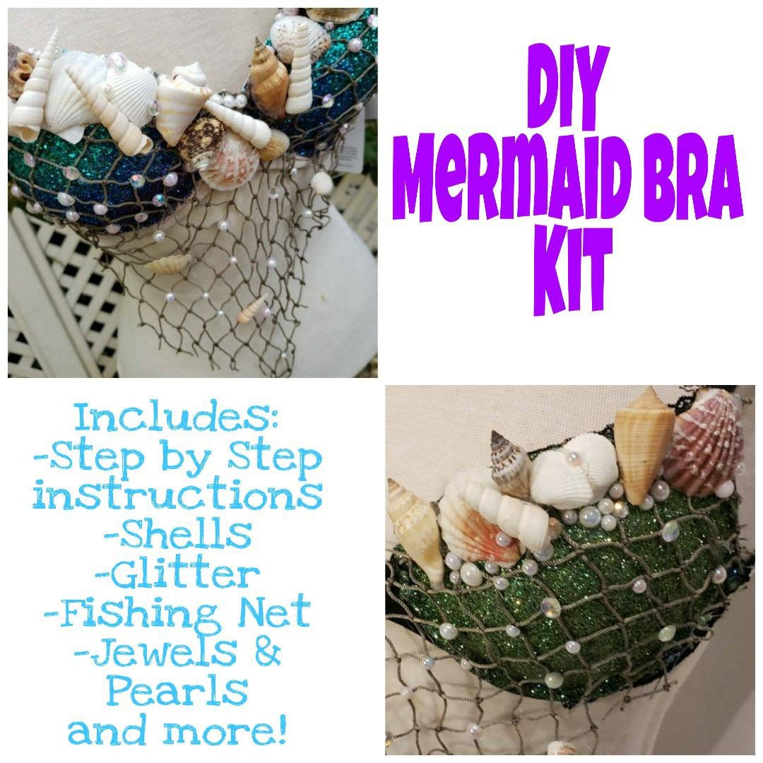 DIY Mermaid Bra Kit, Mermaid Rave Bra, Choose Color Bra NOT