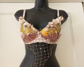 Stunning Mermaid Bra Costume~32C~Halloween~Rave~photoshoot~Festival~Cosplay