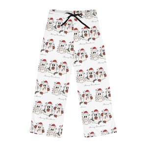 Festliche Feiertage Damen Pyjama Hose, Gemütliche Winter Nachtwäsche, Weihnachts Loungewear, Frohe Schneemann Print, Perfektes Geschenk für Sie
