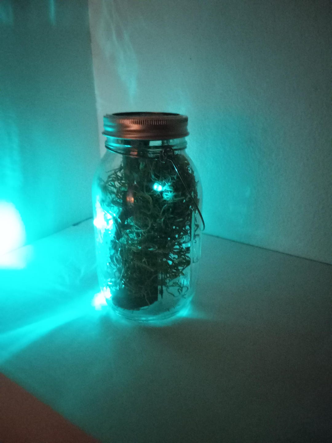 LED Firefly Simulation in a Solar Garden Mason Jar Lamp. Hand Crafted ...